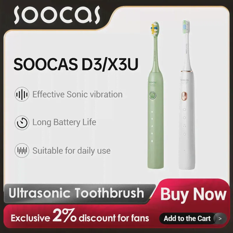 Звуковая электрическая зубная щетка SOOCAS D3 X3U, Умная ультразвуковая Зубная щетка, Отбеливающая Водонепроницаемая-0