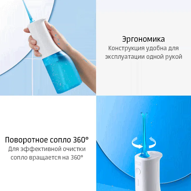 Ирригатор беспроводной Xiaomi Soocas W3 PRO (Blue) (4 насадки)-0