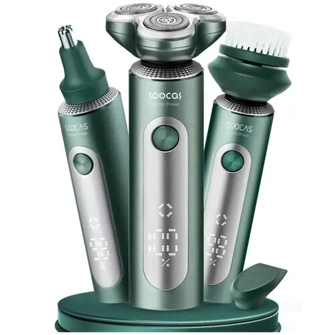 Электробритва Soocas S5 Dark Green (Глобальная версия), 4 насадки, триммер для носа, триммер для бороды, бритва, массажн