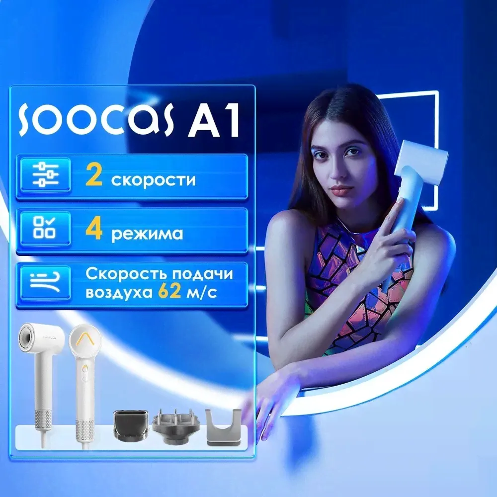 Скоростной фен для волос SOOCAS A1(Nova) ,4 режима-0